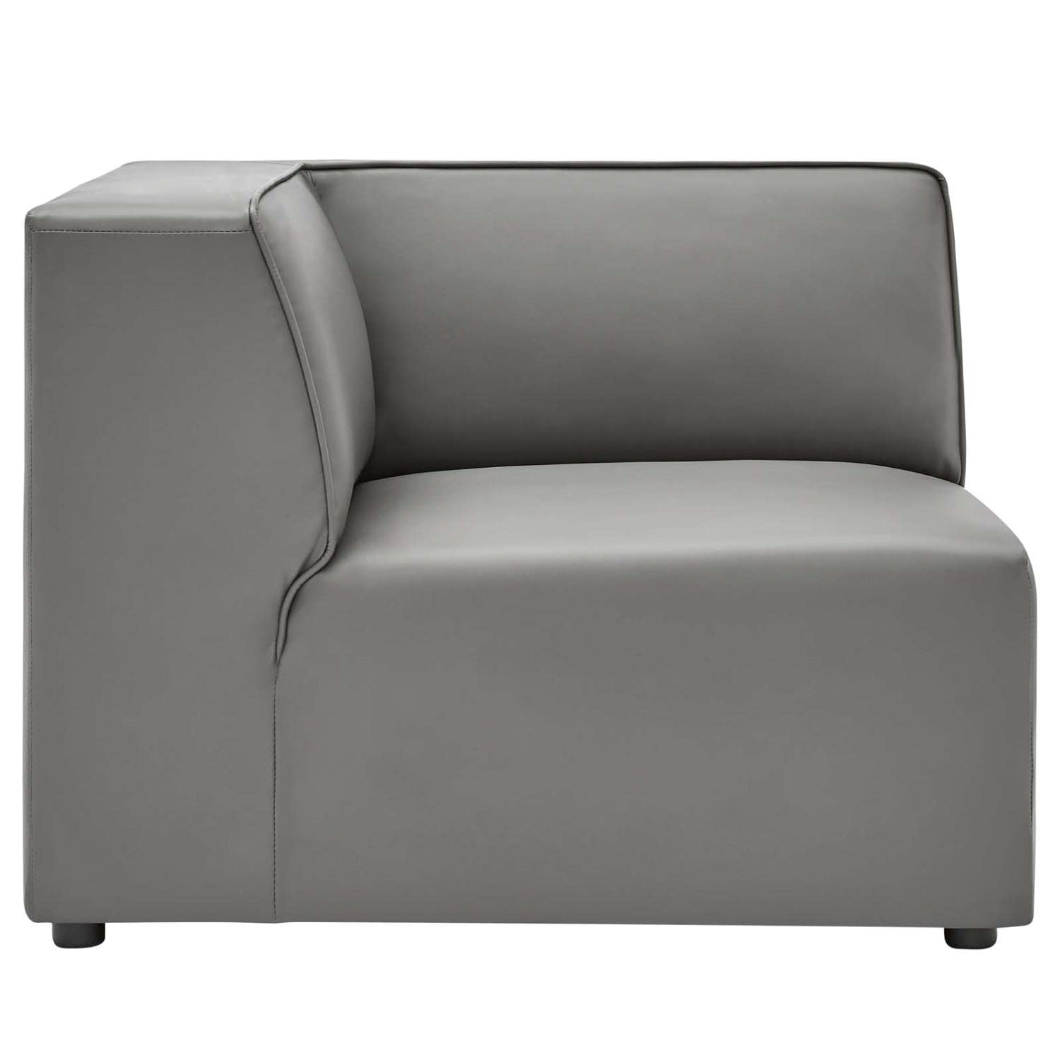 Modway Mingle Vegan Leather Sectional Sofa Corner Chair in Gray