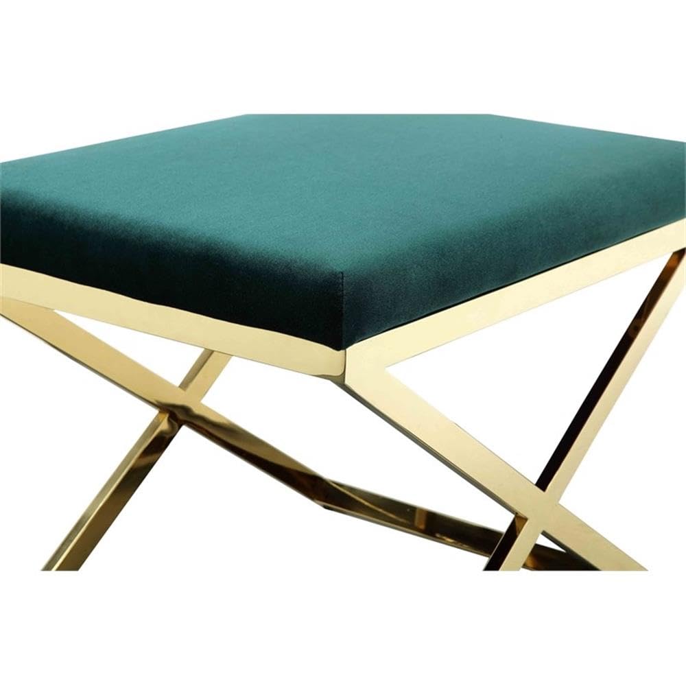 Pangea Home Gold Lexi Stool Velvet Green & Gold Frame