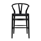 HomeRoots 20.08' X 20.87' X 38.19' Black Solid Beech Wood Counter Stool with Black Rush Seat