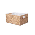 Water Hyacinth Storage Basket for Organizing,Large Wicker Basket Rectangular Bins with Liners, 14.5x10x7Inches Builtin Handles,