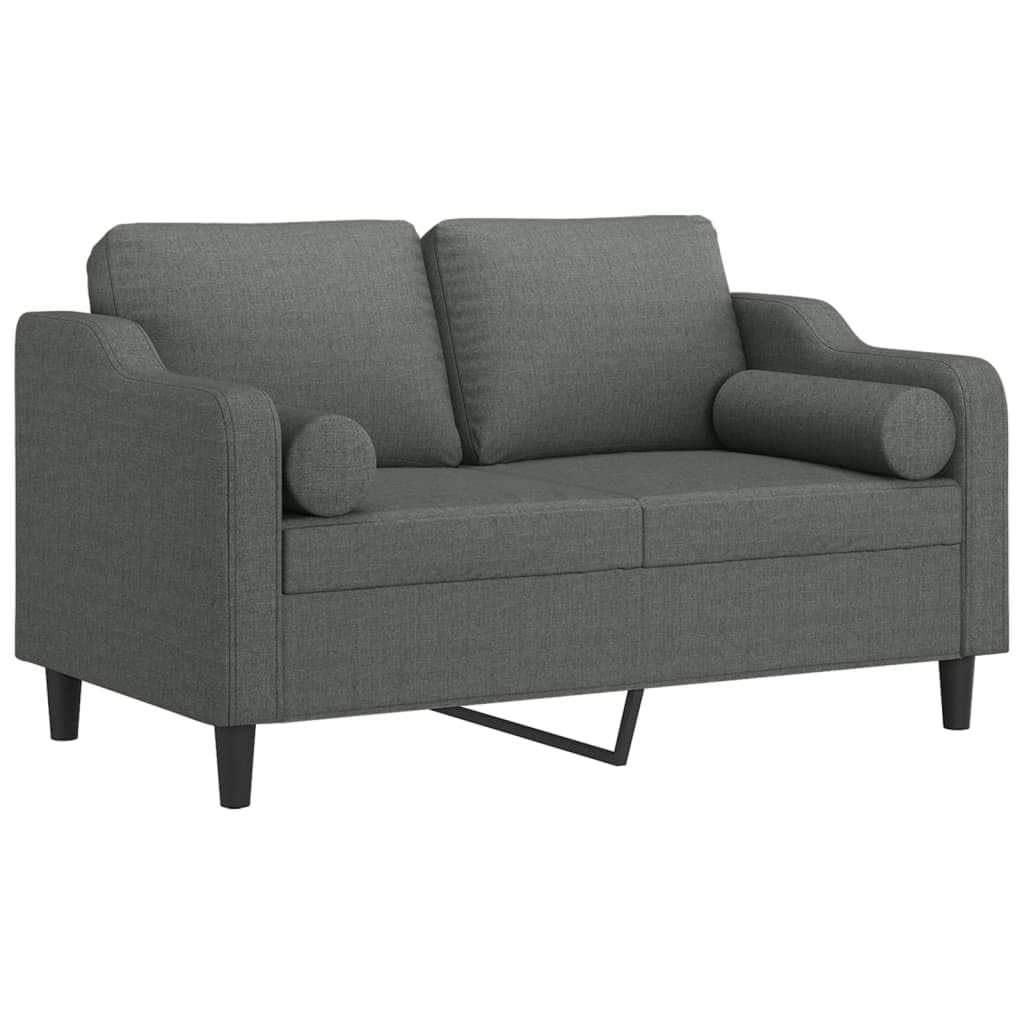 vidaXL Modern 2-Seater Sofa in Dark Gray Fabric - Comfortable Couch with Sturdy Metal Frame and Removable Pillow Covers