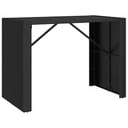 vidaXL Modern Bar Table with Tempered Glass Top and PE Rattan - Black Pub Table with Powder-Coated Steel Frame for Outdoor, Patio and Garden Use, 57.1"x31.5"x43.3"