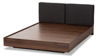 Baxton Studio Iselin Mid-Century Modern Brown Finished Dark Grey Fabric Upholstered Queen Sized Storage Platform Bed