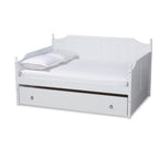 Baxton Studio Millie Cottage Farmhouse White Finished Wood Full Size Daybed with Trundle