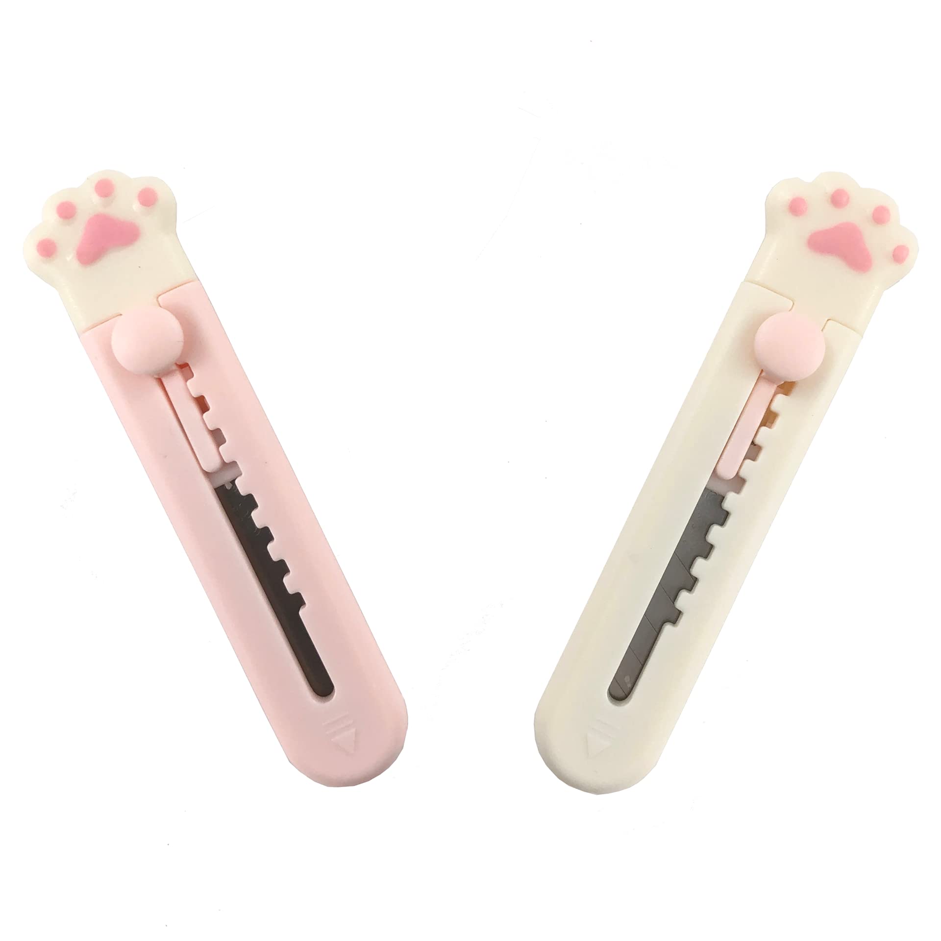Kawaii Box Cutter Cute Box Cutter (2 Pcs) Cat Paw Box Cutter Cute Letter Openers Cat Box Cutter Kawaii Knife Mini Cute Pocket Kn