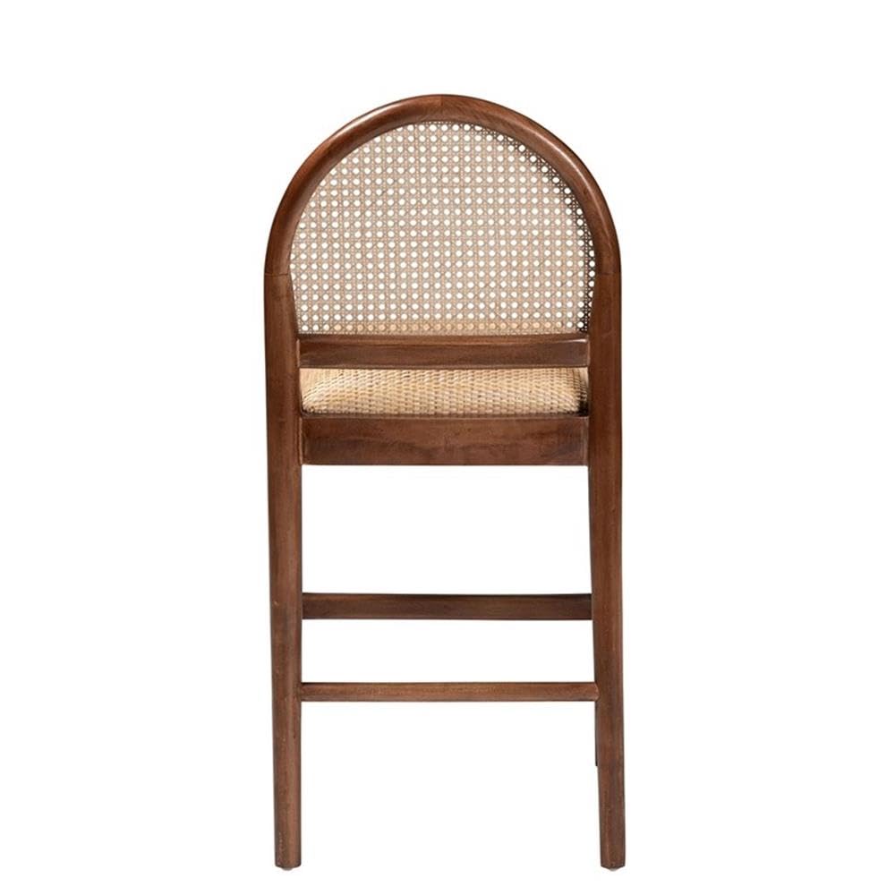 bali & pari Maryland Bohemian Natural Rattan and Acacia Wood Counter Stool