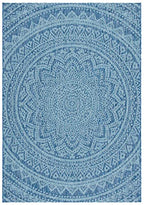 Safavieh Courtyard Collection 5'3' X 7'7' Navy / Aqua Cy8734 Indoor/ Outside Waterproof Easy Cleansingpatio Backyard Mudroom Area Mat