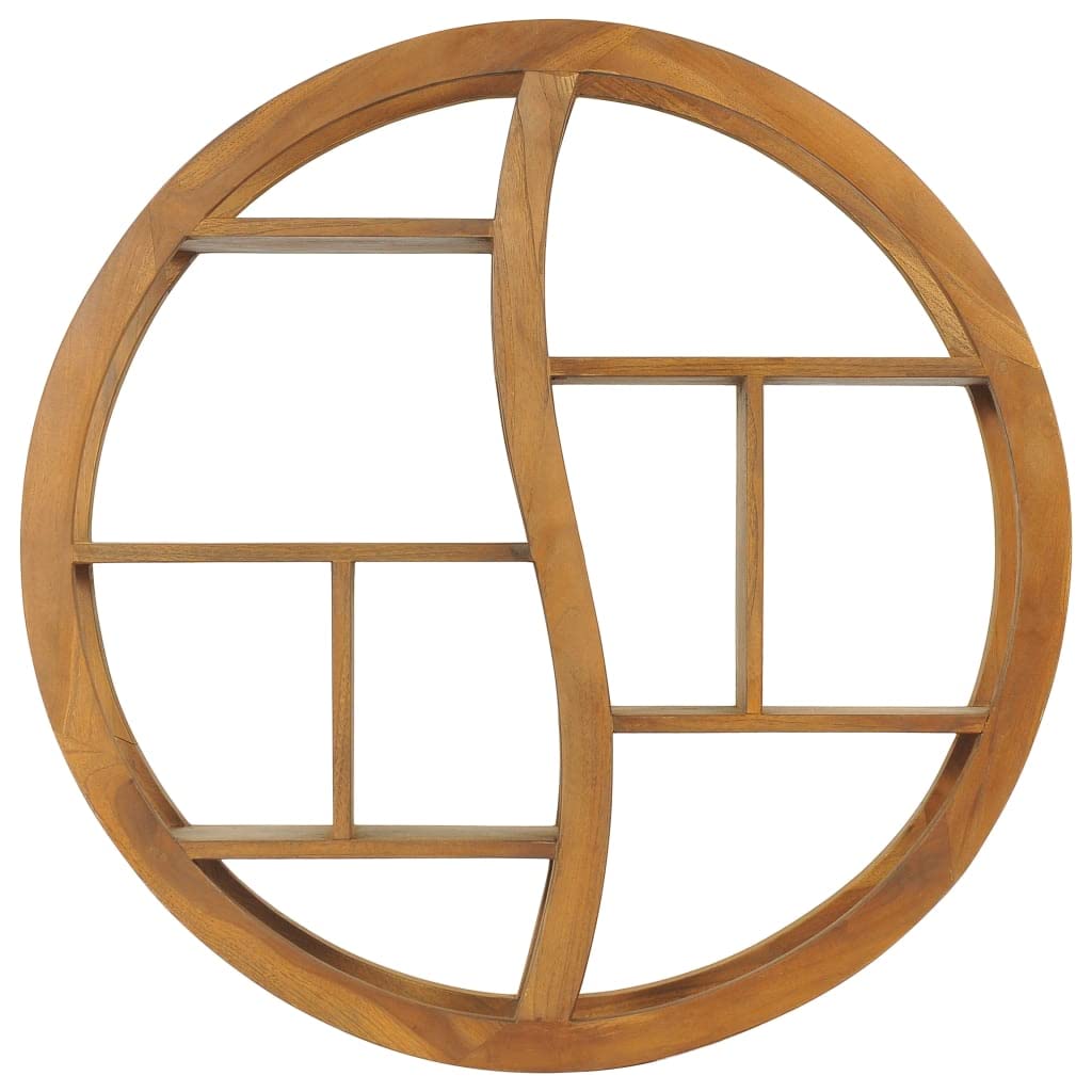 vidaXL Solid Teak Yin Yang Wall Shelf - Ample Storage, Unique Wood Grains, Ideal for Living Room, Bedroom, Office