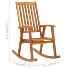 vidaXL Solid Acacia Wood Rocking Chair - Vintage, Retro-Style Armchair with High Backrest and Waterproof Cushions for Living Room, Patio, Garden