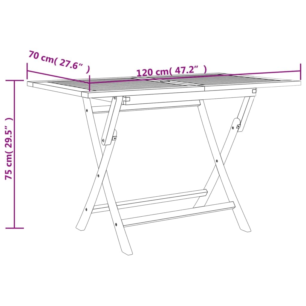 vidaXL Folding Patio Table - Solid Teak Wood Construction, Weather-Resistant, Foldable with Parasol Hole - Gray, Surface Dimensions 47.2"x27.6"