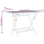 vidaXL Folding Patio Table - Solid Teak Wood Construction, Weather-Resistant, Foldable with Parasol Hole - Gray, Surface Dimensions 47.2"x27.6"