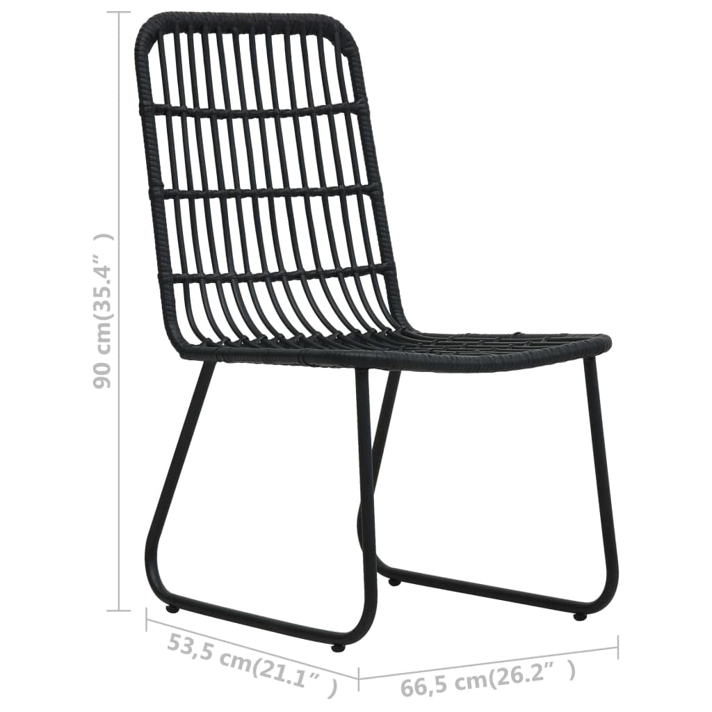vidaXL 5-Piece Patio Dining Set: Black Poly Rattan, Powder-Coated Steel and Glass, Lightweight Outdoor Furniture, Weather-Resistant Chair Seats