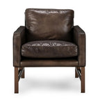 Kosas Home Chad Cushion Back Modern Leather Club Chair in Brown/Brass