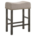 Acme Martha II Counter Height Stool in Tan Linen and Weathered Gray (Set of 2)