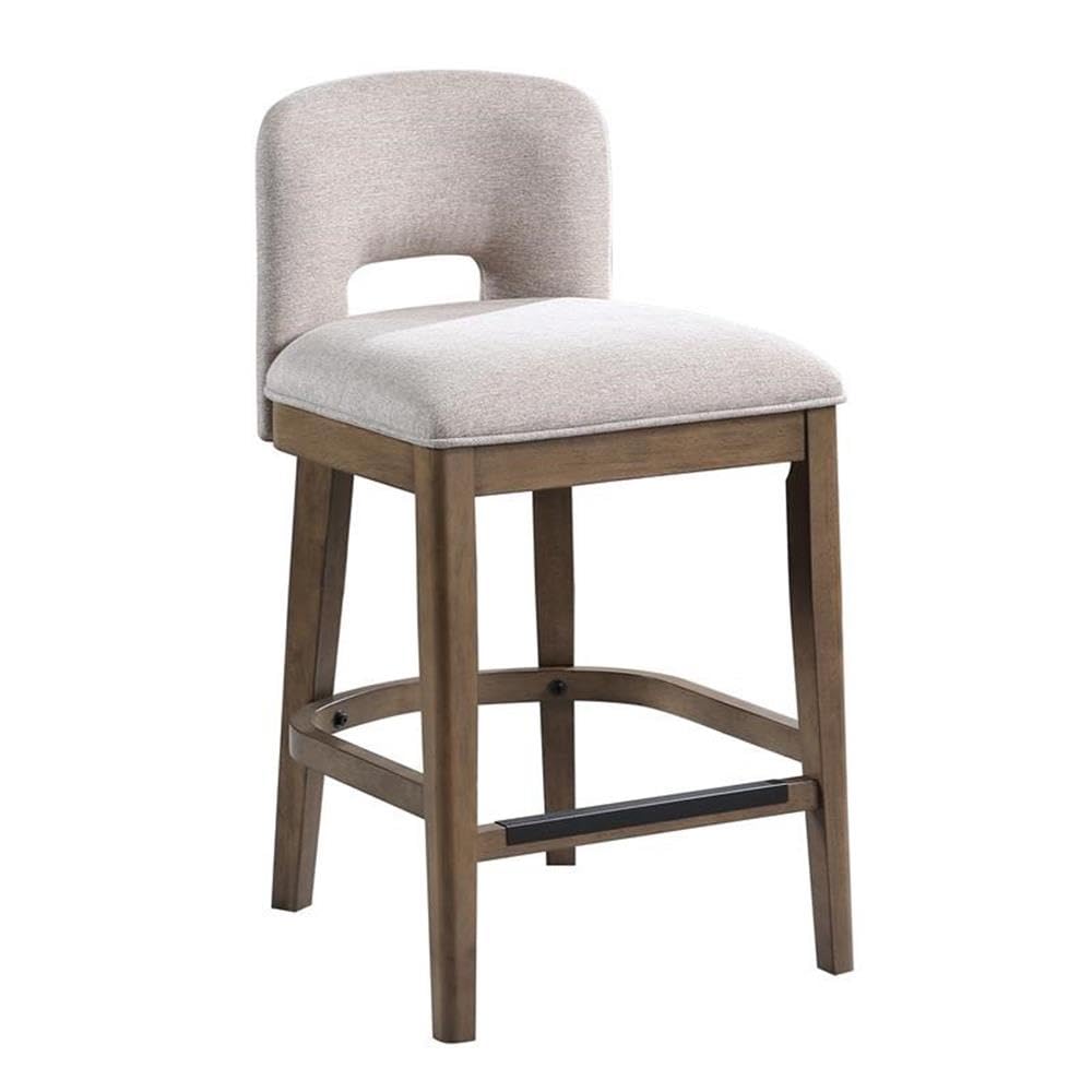 American Woodcrafters Bistro Brown Solid Wood And White Fabric 24-Inch Bar Stool