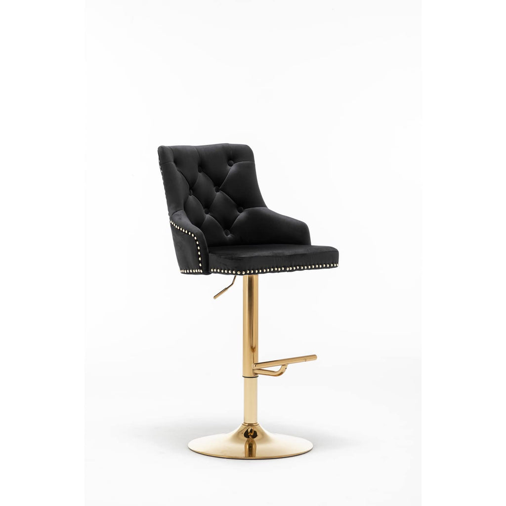 Best Master Furniture Adjustable Swivel Velvet Bar Stools With Gold Base (Set Of 2) B54 Black (Velvet)