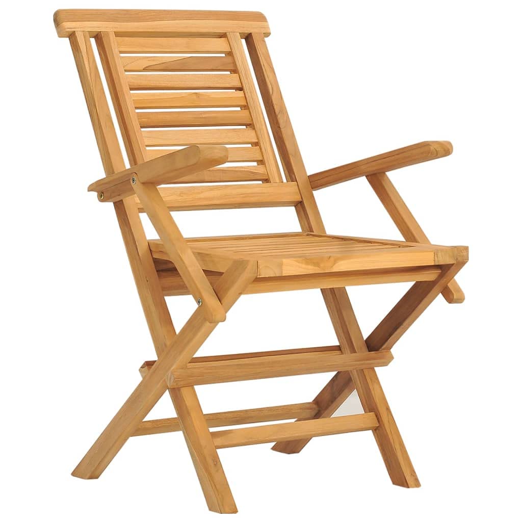vidaXL Brown Scandinavian Folding Patio Chairs Set of 6, Solid Teak Wood Construction, Space Saving Design for Garden, Balcony or Patio