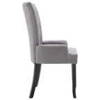 vidaXL Dining Chairs 6 Pcs, Upholstered Side Chair with Armrests, Accent Dining Chair for Home Kitchen Living Room, Light Gray Fabric
