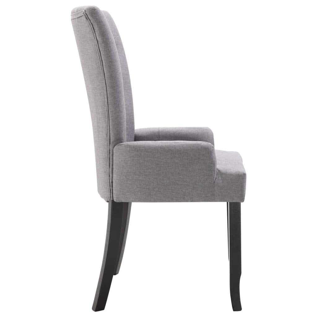 vidaXL Dining Chairs 6 Pcs, Upholstered Side Chair with Armrests, Accent Dining Chair for Home Kitchen Living Room, Light Gray Fabric