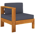 vidaXL Outdoor Middle Sofa with Armrest – Dark Gray, Durable Solid Acacia Wood Construction, Garden Patio Furniture