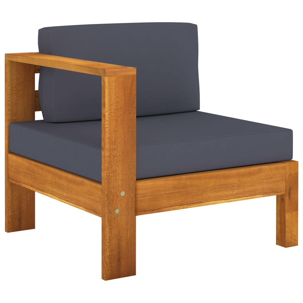 vidaXL Outdoor Middle Sofa with Armrest – Dark Gray, Durable Solid Acacia Wood Construction, Garden Patio Furniture