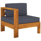 vidaXL Outdoor Middle Sofa with Armrest – Dark Gray, Durable Solid Acacia Wood Construction, Garden Patio Furniture