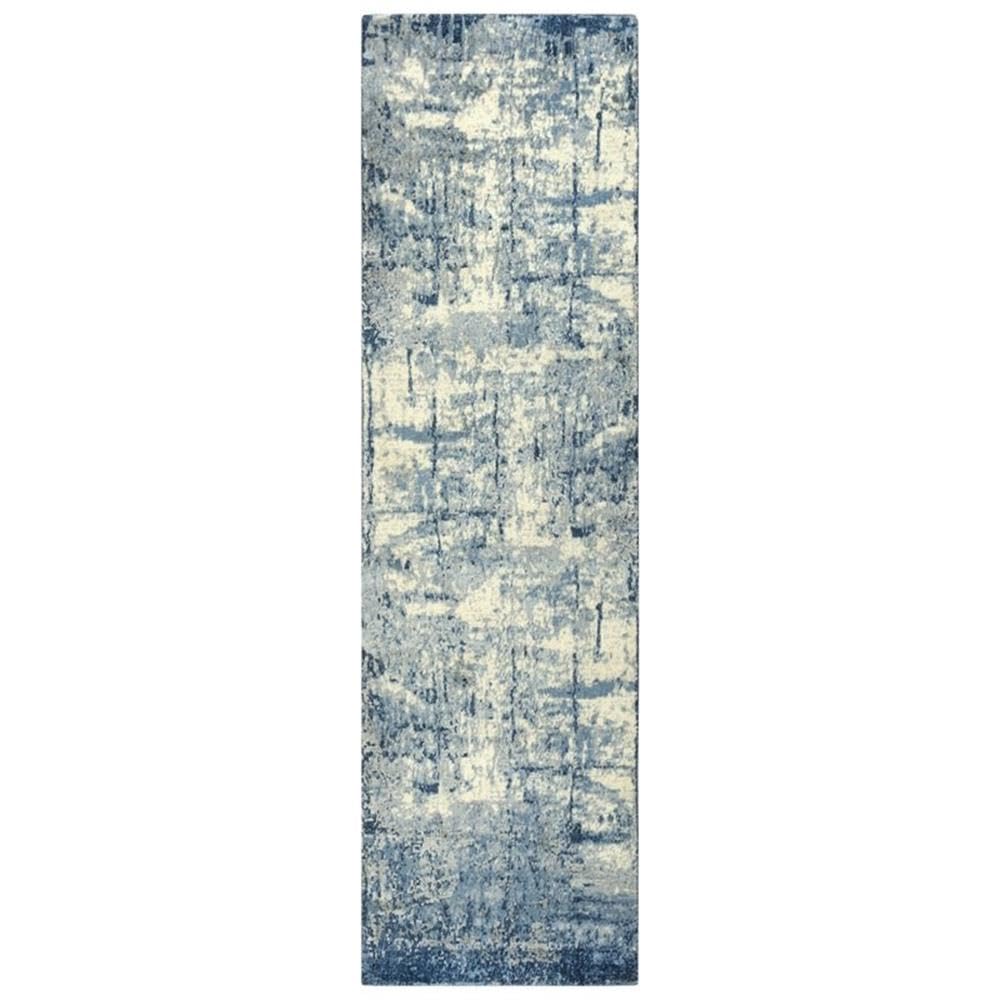Rizzy Home Alora Decor Essential 2'6" X 10' Abstract Blue/Ivory Hybrid Area Rug