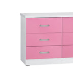Better Home Products DD and PAM 6 Drawer Engineered Wood Dresser in White and Pink