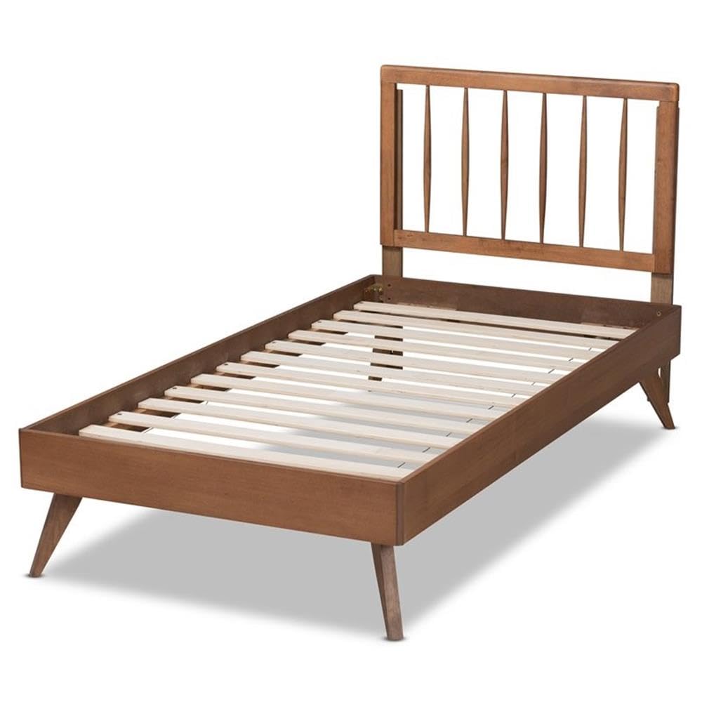 Baxton Studio Toru Mid-Century Modern Ash Walnut Finished Wood Twin Size Platform Bed