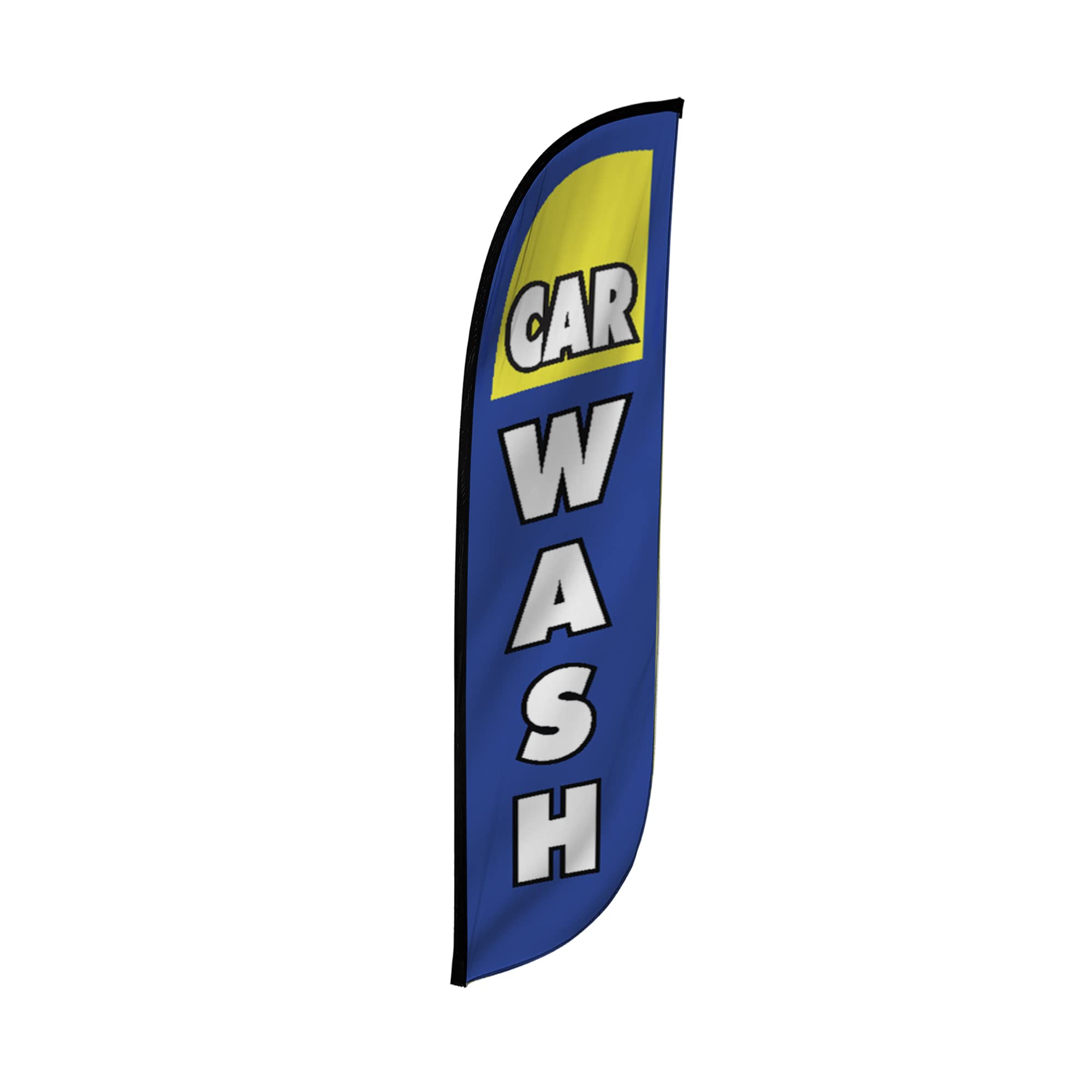 Lookourway Feather Flag - 12Ft Tall Advertising Flag Banner For Business And Events Promotion - Flag Only - Car Wash Blue/Yellow