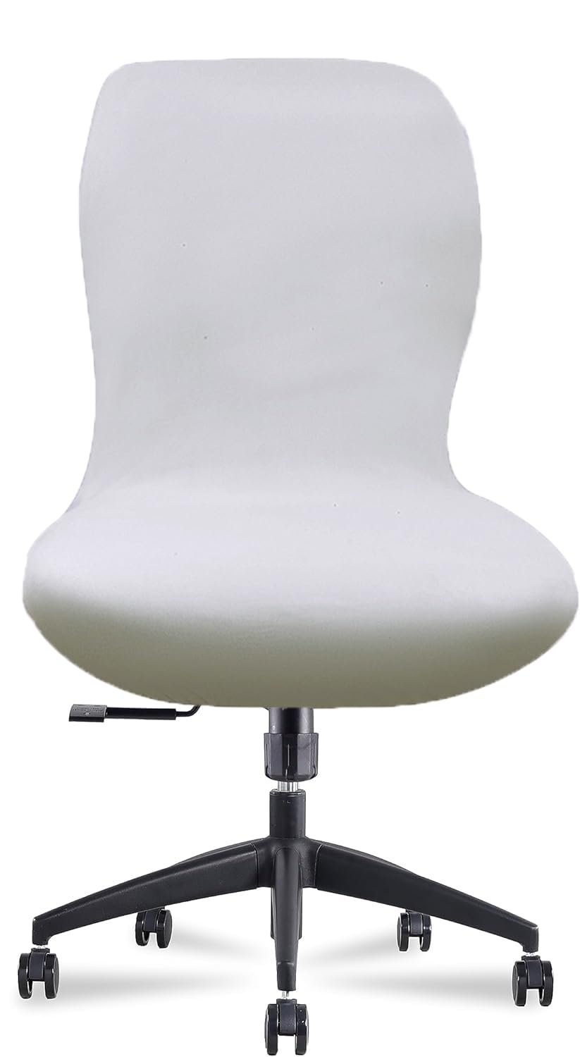 Deisy Dee Velvet Stretch Armless Office Chair Covers - Colorful Stretch Slipcover For Desk Chairs (Sliver)