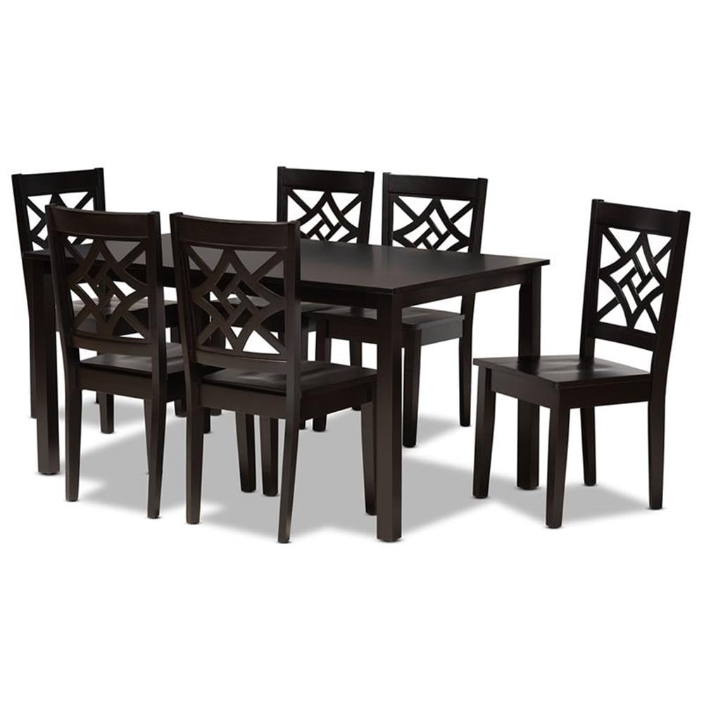 Baxton Studio 7-Piece Dining Set in Dark Brown RH340C-Dark Brown-7PC Dining Set