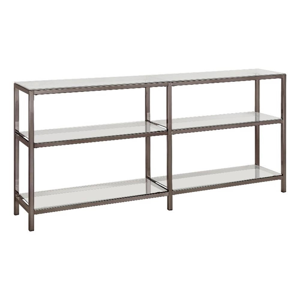 Coaster Furniture Book Case Coaster Contemporary Black Nickel Finished Two Tier Metal Bookcase/Console with Glass Shelves 801018