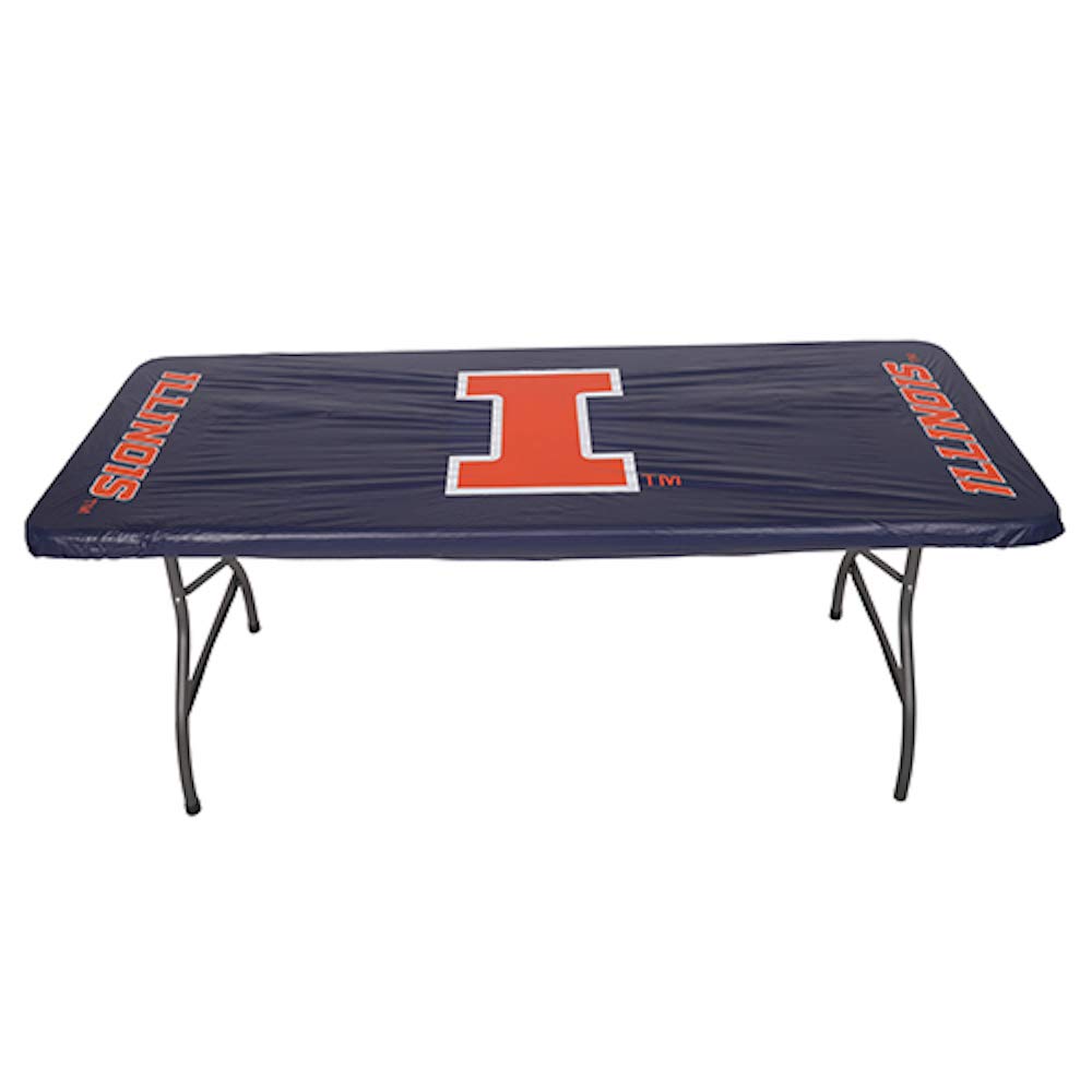Collegiate Kwik-Covers Rectangle Plastic Table Covers, Bundle Of 2 (University Of Illinois, 8')