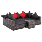 vidaXL Patio Sofa Set 23 Pieces Poly Rattan Gray Patio Furniture Lounge Bed