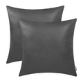 Brawarm Faux Leather Throw Pillow Covers 18 X 18 Inches - Charcoal Gray Leather Pilow Covers Pack Of 2, Solid Dyed Leather Pillo