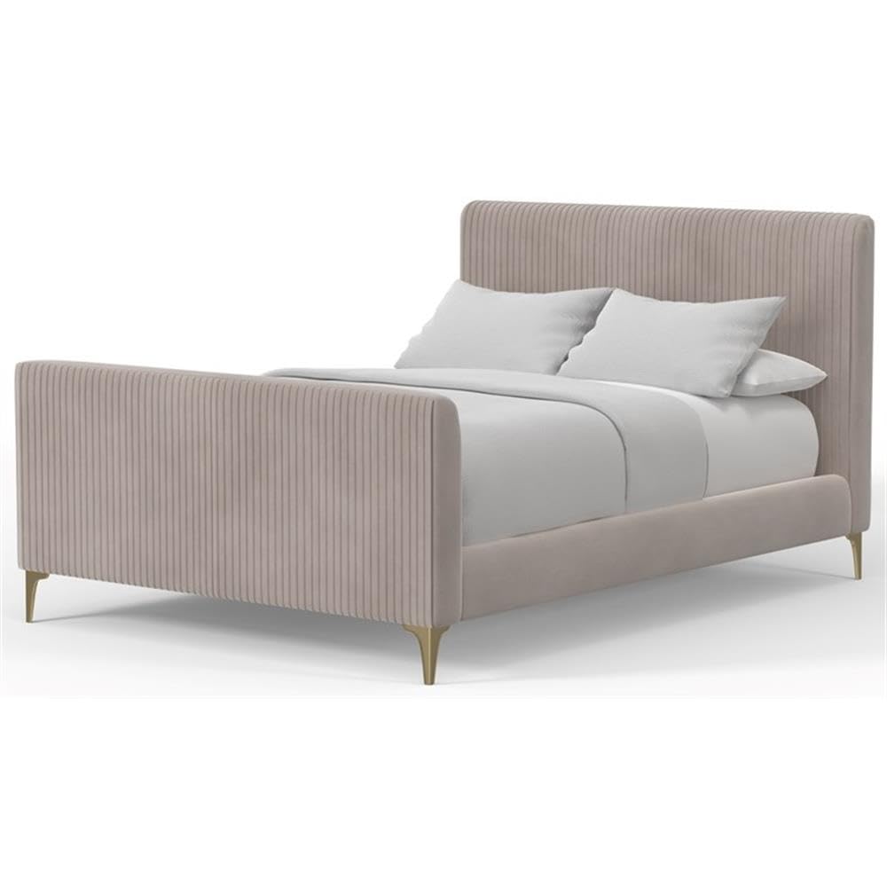 Alpine Furniture Zaldy Platform, Queen, Light Grey, Gold Legs