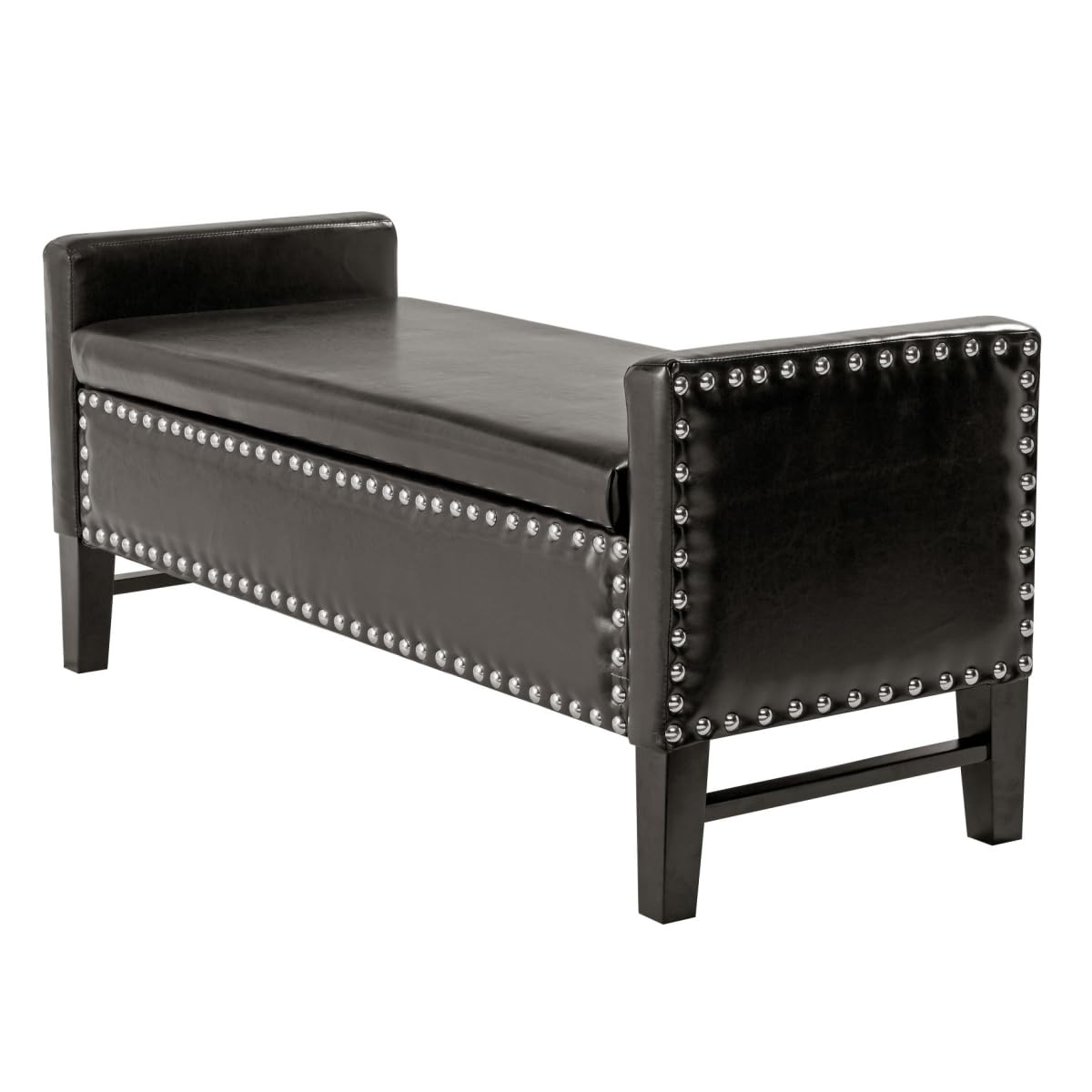 HomeRoots 530654 50 in. Espresso Upholstered PU Leather Bench with Flip top