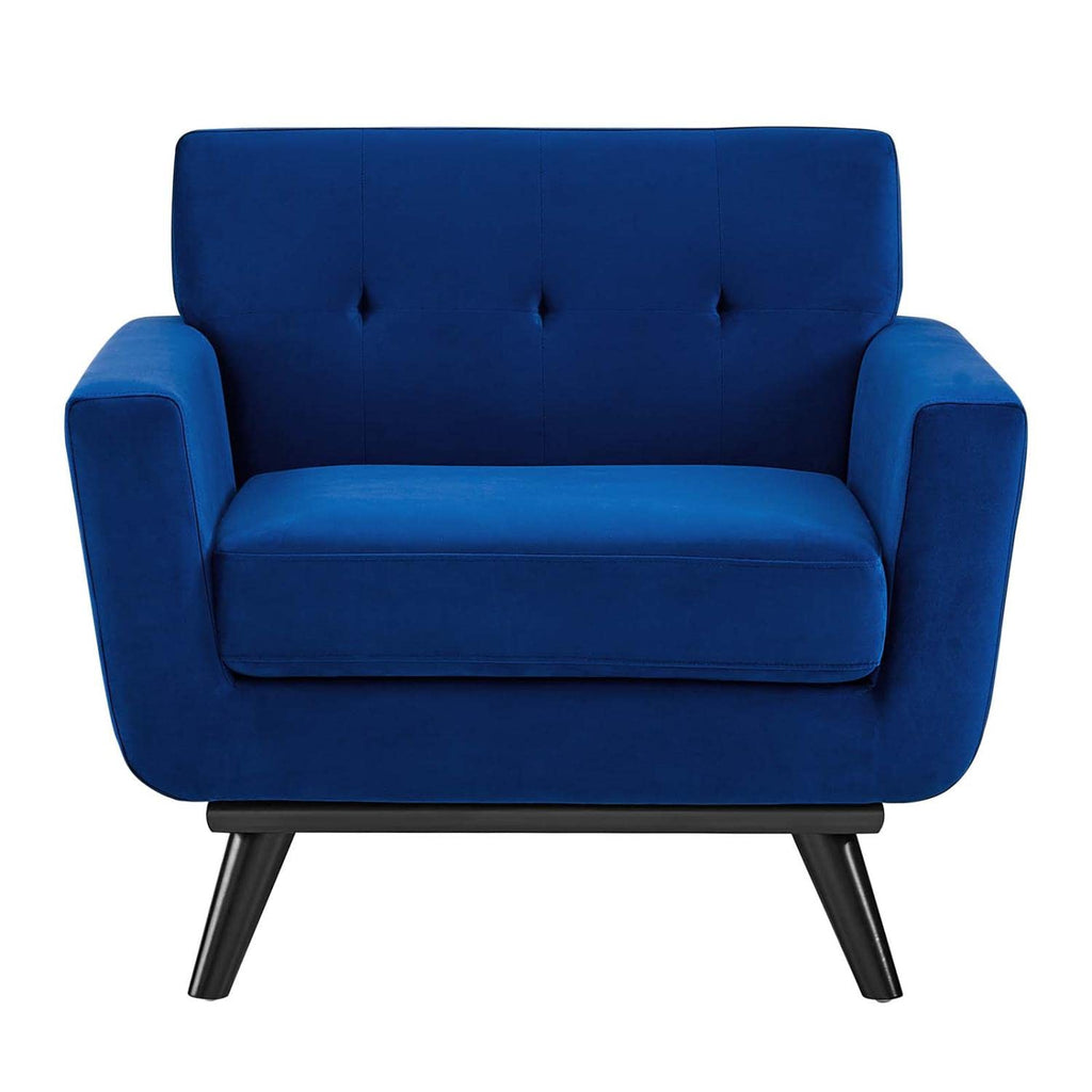 Modway Engage Modern Tufted Back Performance Velvet Armchair in Navy/Black