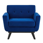 Modway Engage Modern Tufted Back Performance Velvet Armchair in Navy/Black
