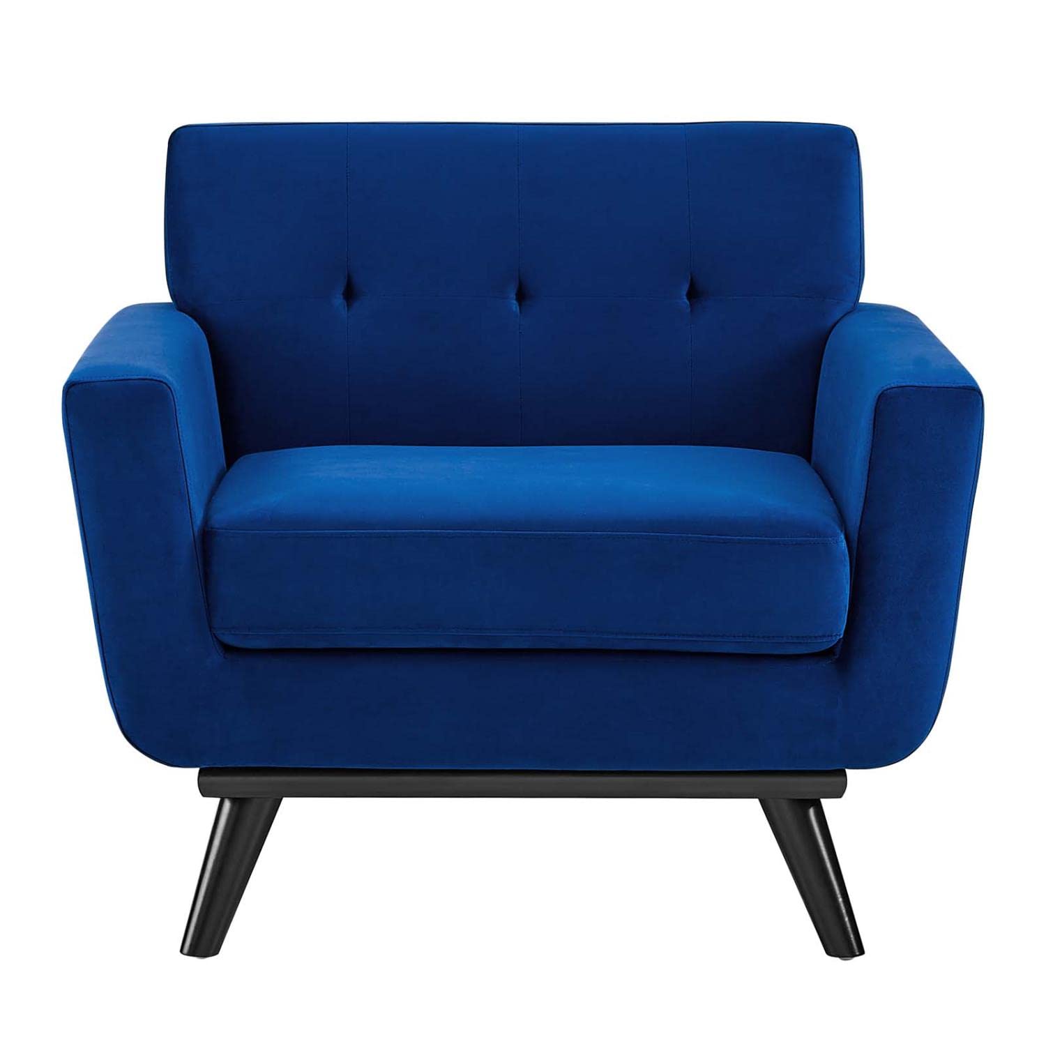Modway Engage Modern Tufted Back Performance Velvet Armchair in Navy/Black
