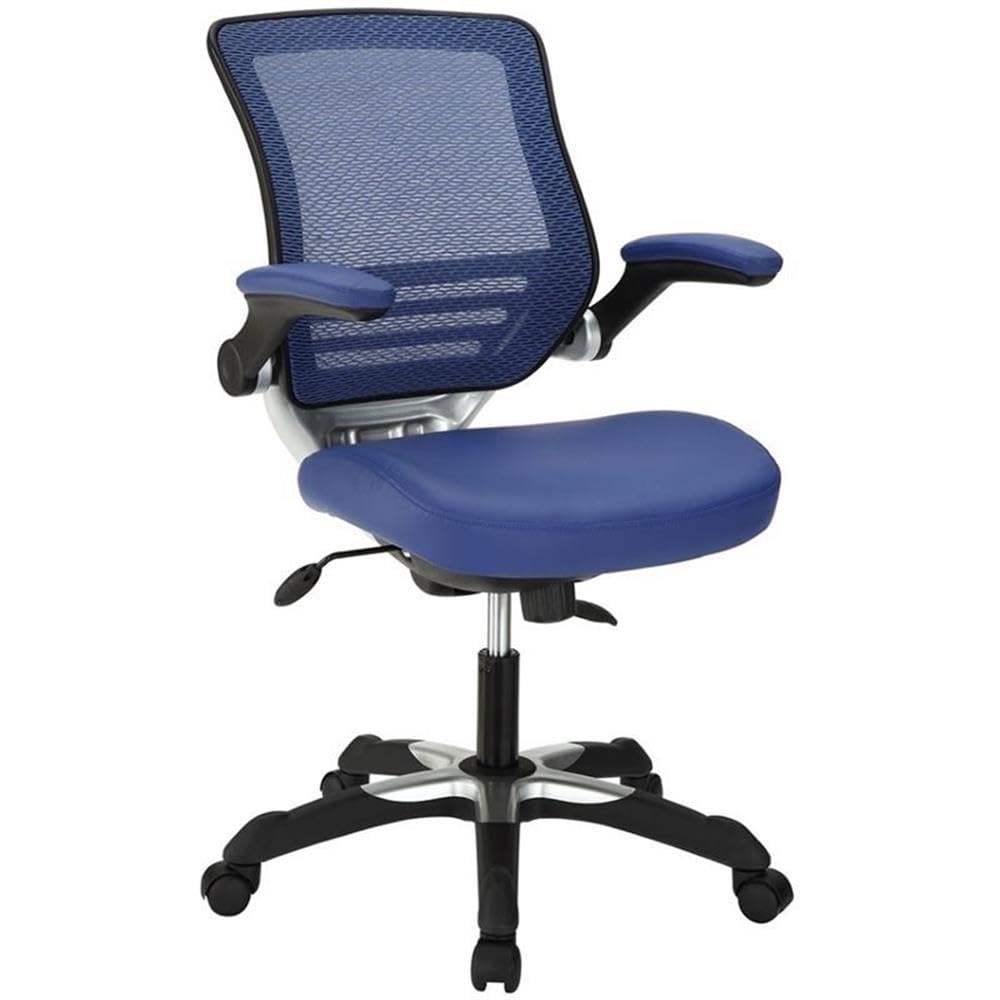 Modway Edge Modern Style Leatherette Office Chair In Blue Finish