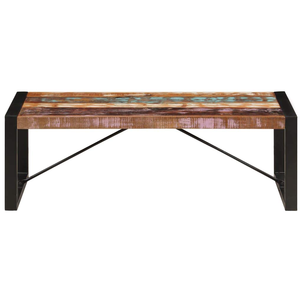 vidaXL Industrial Coffee Table, Solid Reclaimed Timber, Hand Polished, Multicolour Black, 120x60x40 cm, Durable & Stable Design 2