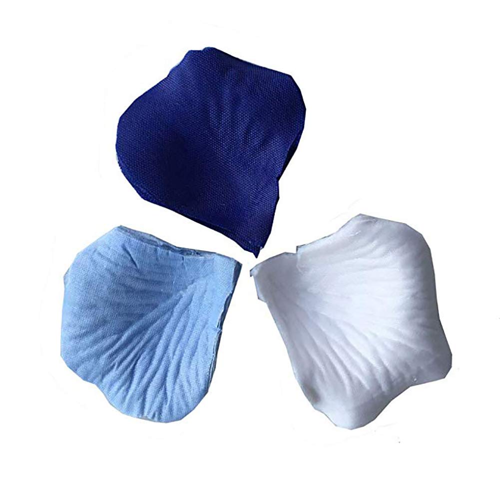 Allheartdesires Mixed Blue And White Artificial Silk Flower Rose Petals For Wedding Aisle Decorations Flower Girl Scatter Petals