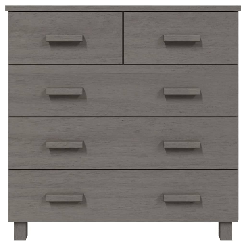 vidaXL Sideboard HAMAR in Light Gray Solid Pinewood, Durable Construction, Smooth Sliding Drawers, Decorative and Practical Addition to Any Room