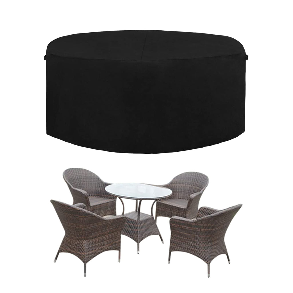 Easy-Going 600D Heavy Duty Round Patio Furniture Cover, Outdoor Table And Chair Set Cover, Waterproof Outdoor Sectional Furniture Set Cover (72' Diax 28' H, Black)