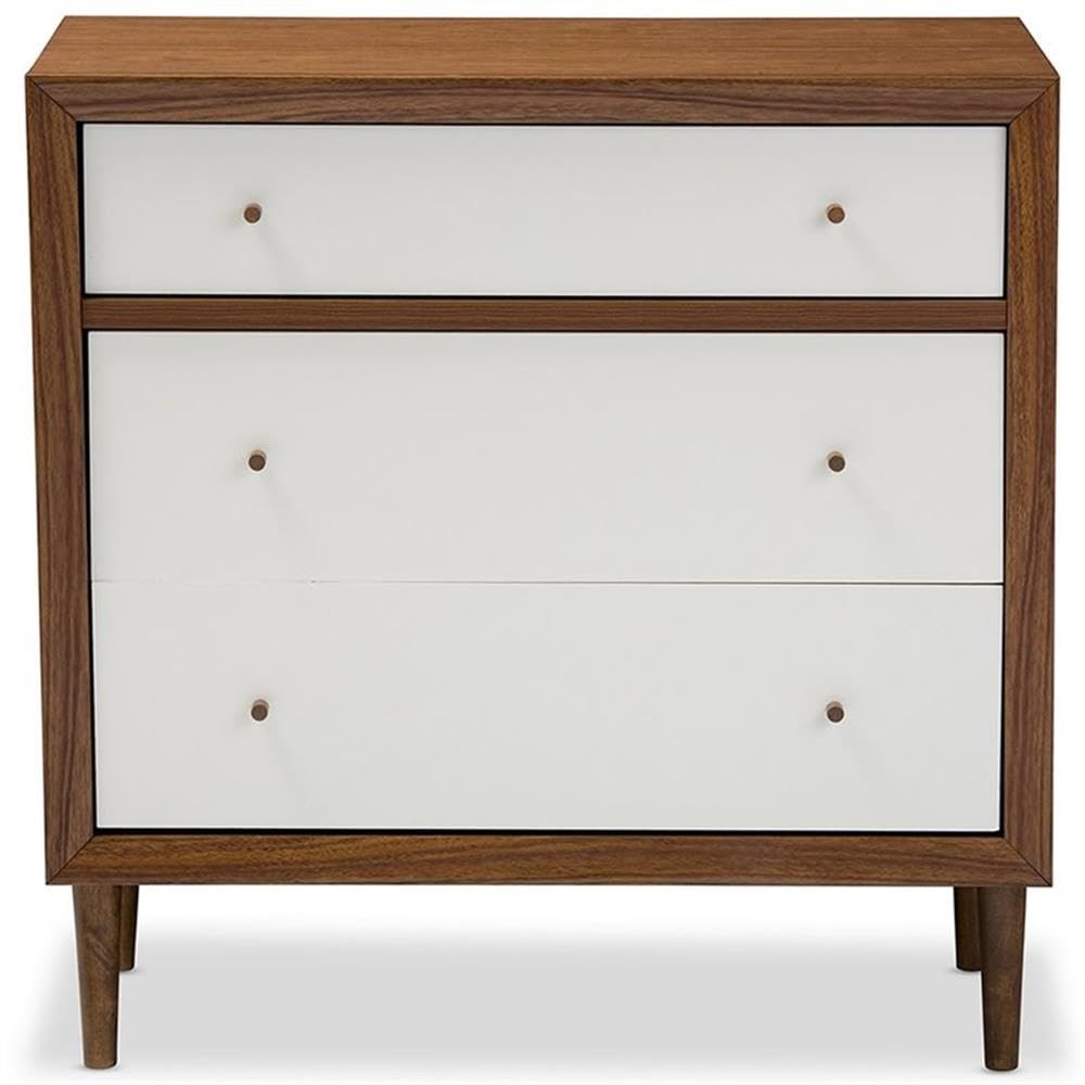Baxton Studio FP-6782-Walnut/White chests-of-Drawers, Medium, White and Walnut