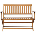 vidaXL– Solid Acacia Wood Patio Bench, 47.2" Weather Resistant Garden Furniture, Comfort Designed with Backrest and Armrests, Easy to Assemble and Store, Suitable for Indoor and Outdoor Use.
