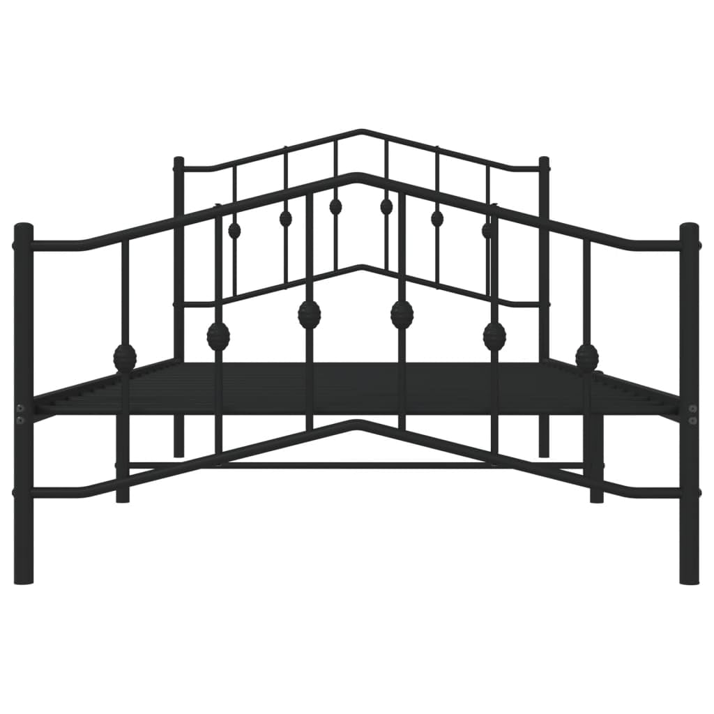 vidaXL Black Metal Bed Frame with Headboard, Footboard and Extra Under-Bed Storage Space – Sturdy Steel Construction and Suitable for Mattress Size 39.4&quot; x 78.7&quot;