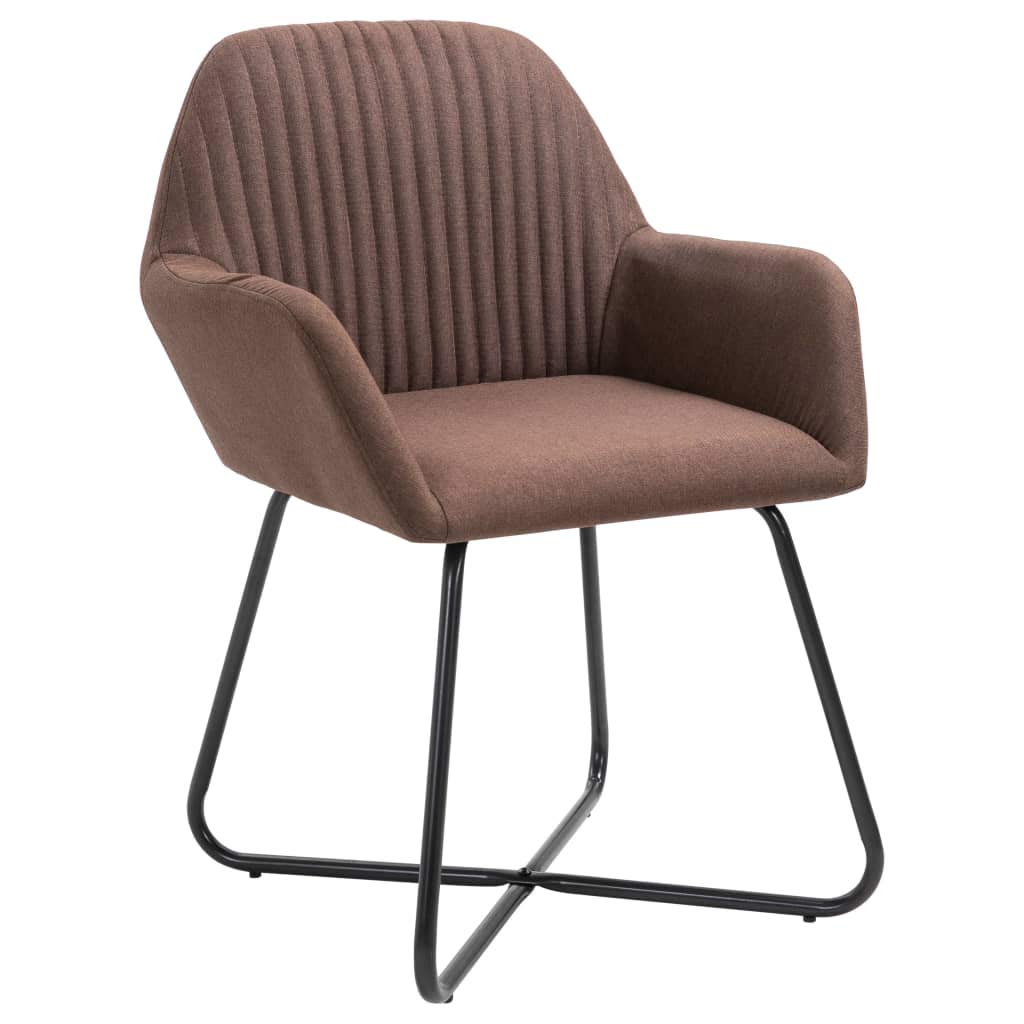 vidaXL Modern Dining Chairs - Brown Fabric with Armrests and Backrest - Stable and Comfortable Seating - Set of 2